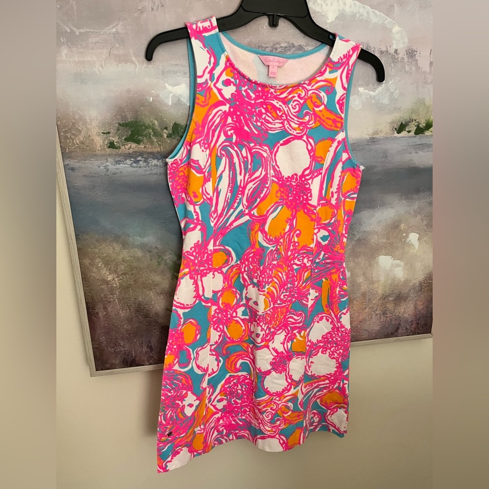 Lilly Pulitzer Sleeveless Shift Dress in Pink, Turquoise & Orange
